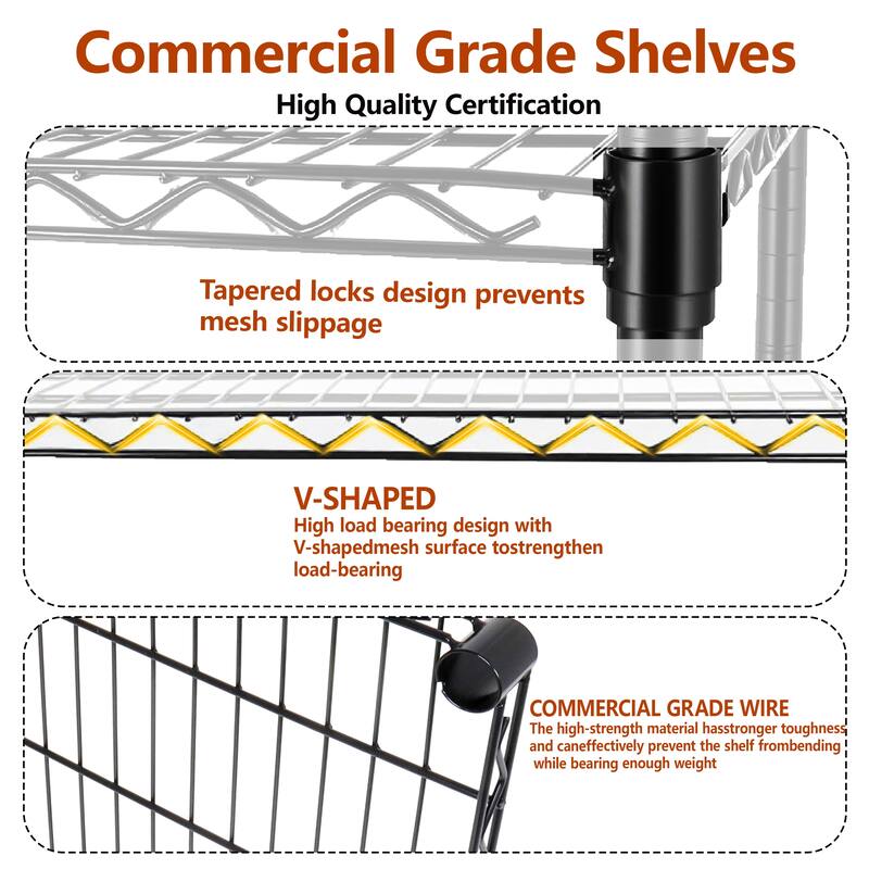 3 Tier Metal Shelf Wire Shelving Unit - Set of 2, 1050lbs Capacity Heavy Duty Adjustable Storage Rack with Shelf Liners