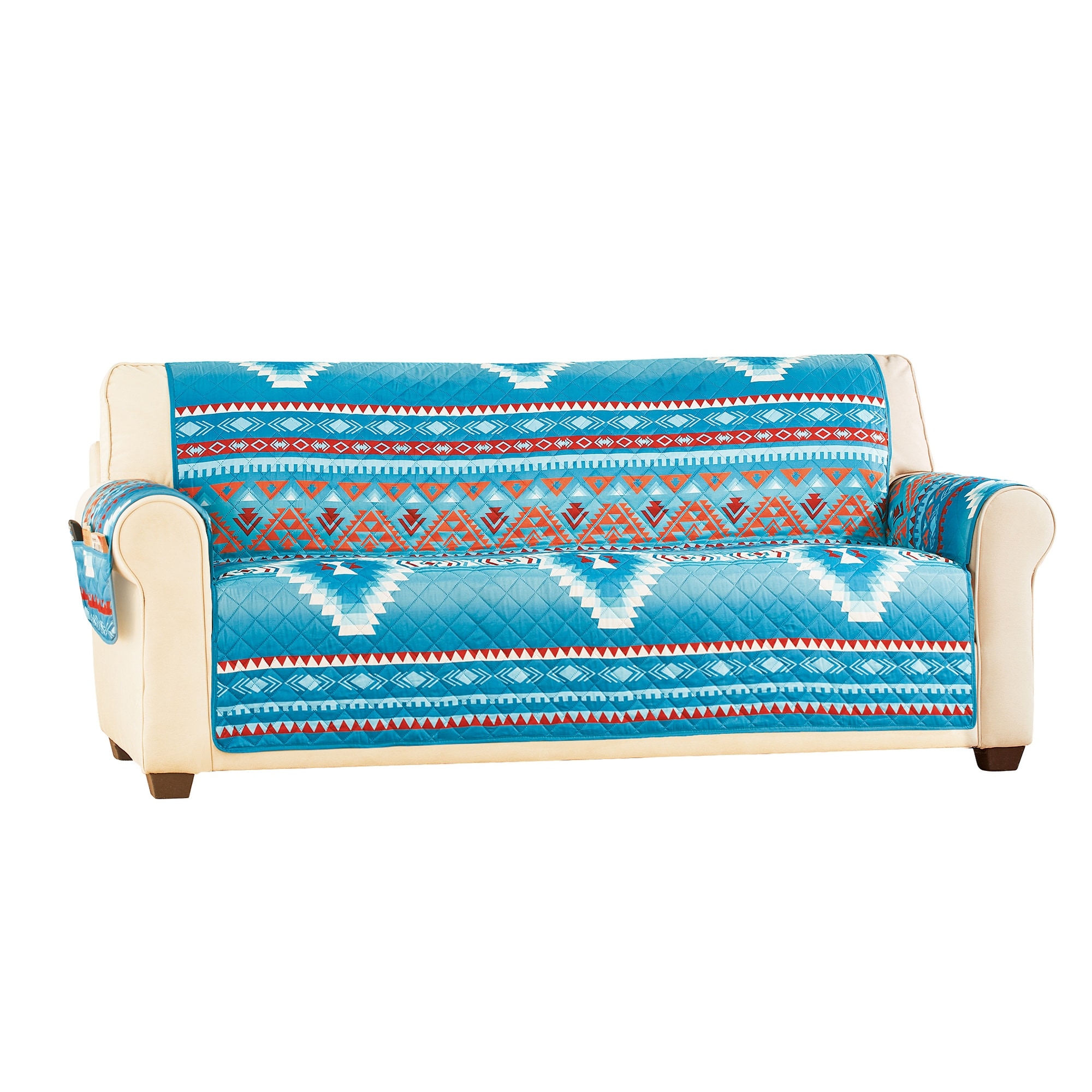 Quilted Turquoise Southwest Aztec Furniture Cover - Sofa - On Sale