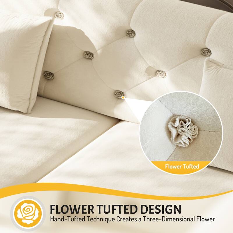 74.4" Velvet Sofa Bed, Pull-Out Sleeper Couch, Convertible Loveseat, Upholstered Sofa Bed with Tufted Backrest, Flared Arms