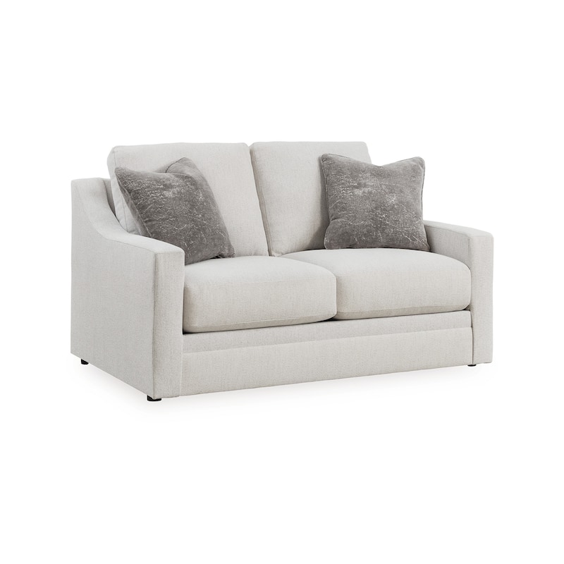 Maite Loveseat, Modern Chalk Gray Polyester, 2 Throw Pillows, 62 Inch