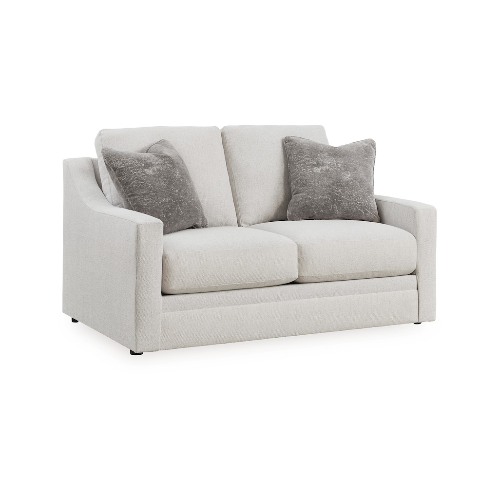Maite Loveseat, Modern Chalk Gray Polyester, 2 Throw Pillows, 62 Inch