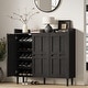 preview thumbnail 1 of 5, Garvee Shoe Cabinet, Large Shoe Cabinet with 3 Doors & Adjustable Shelves, Anti-tip Design, Farmhouse Shoe Organizer Black