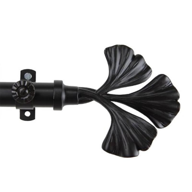 Adjustable Curtain Rod 28-48 Inch, Black Metal Rod with Finials, Rustic Home Decor - 48