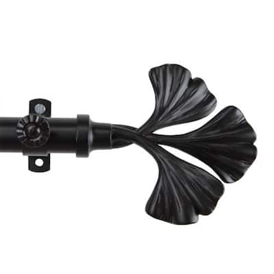 Adjustable Curtain Rod 28-48 Inch, Black Metal Rod with Finials, Rustic Home Decor - 48