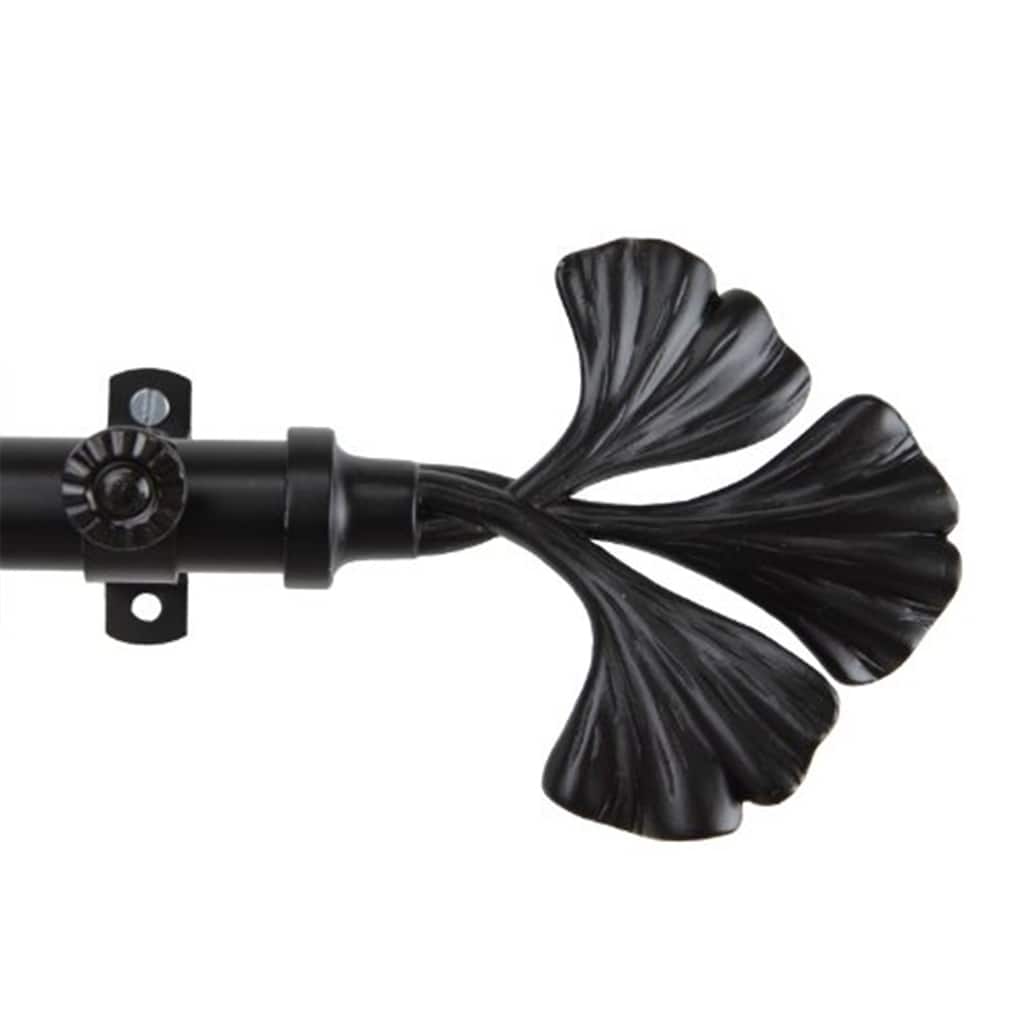 Adjustable Curtain Rod 28-48 Inch, Black Metal Rod with Finials, Rustic Home Decor - 48