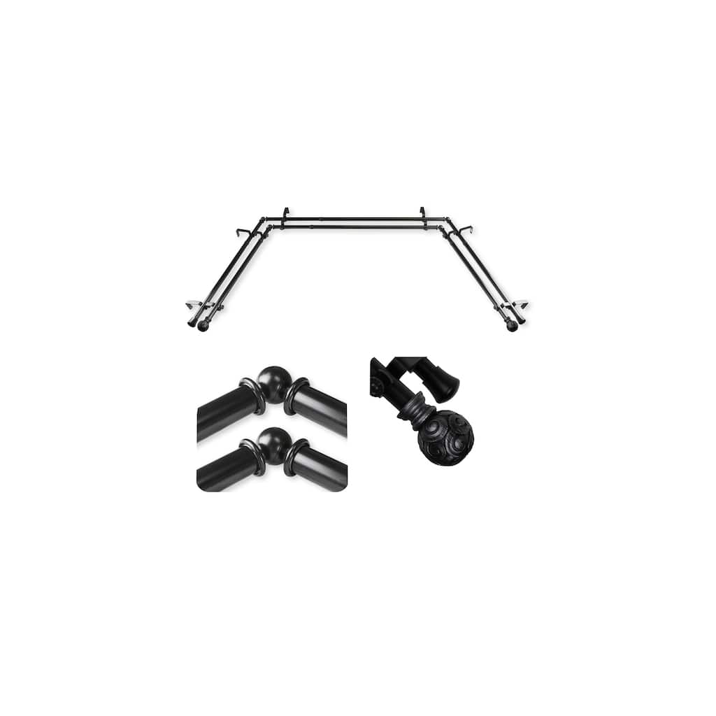 Vintage Curtain Rods & Hardware Set - Adjustable Lengths, Classic Black Finish, Elegant Finials - M