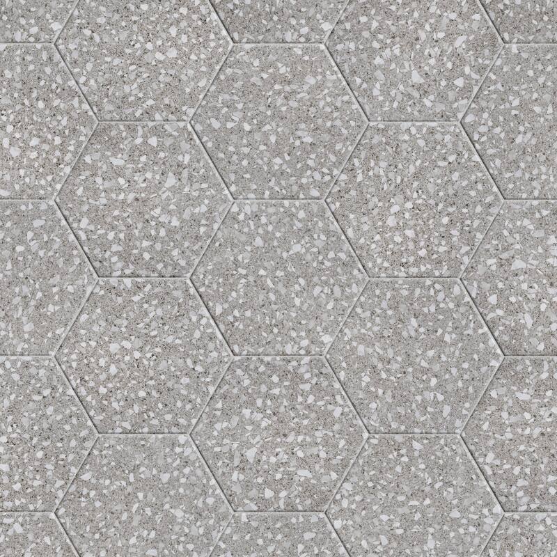 Merola Tile Venice Hex XT Silver 8-5/8" x 9-7/8" Porcelain Floor and Wall Tile