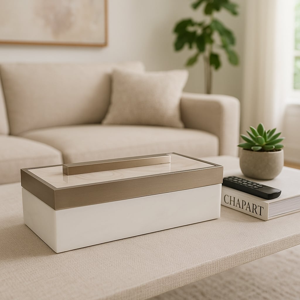 Decorative Wood and Resin Boxes with Removable Lid - 14", White - 14.25"