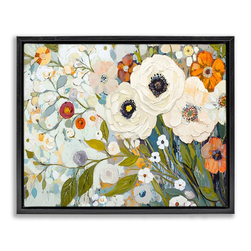 Stupell Blooming Round Flowers Arrangement Framed Floater Canvas Wall Art Design By Franklyn Gregory - 21 x 17 - Black