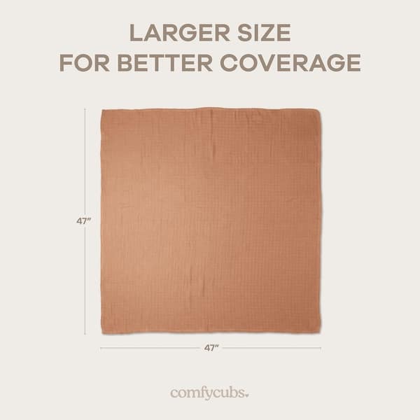 dimension image slide 2 of 9, Muslin Swaddle Blankets, Pack of 4, 47" x 47" by Comfy Cubs