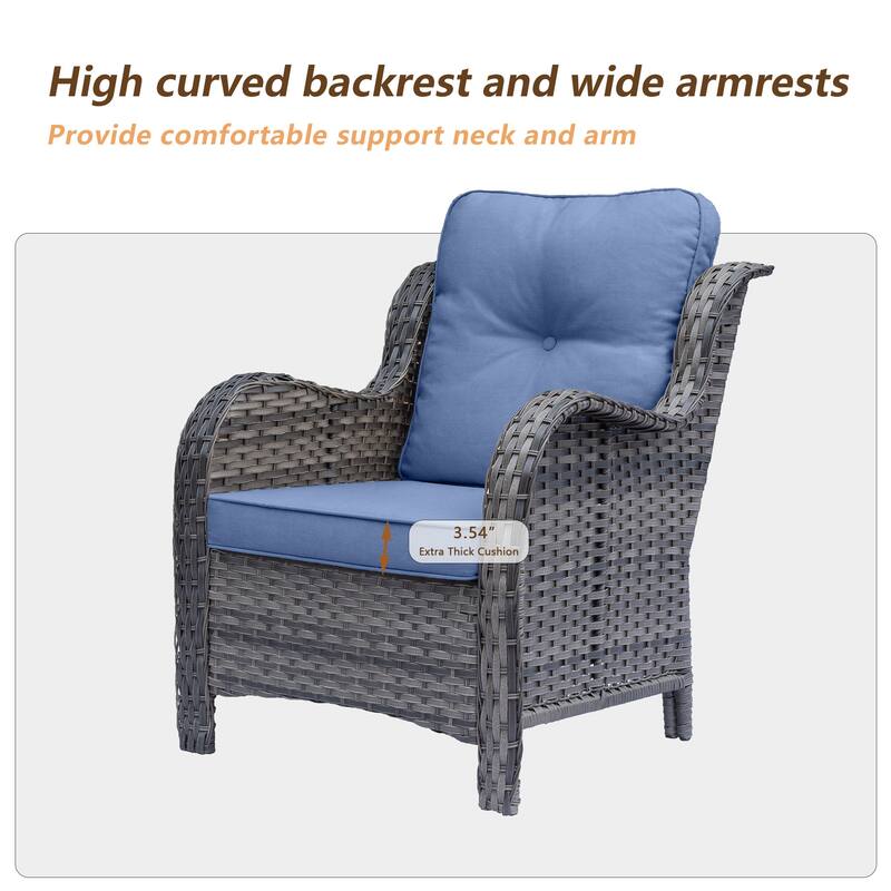 Outdoor Patio Furniture-Gray Wicker Armchair with Storage Ottoman Sets
