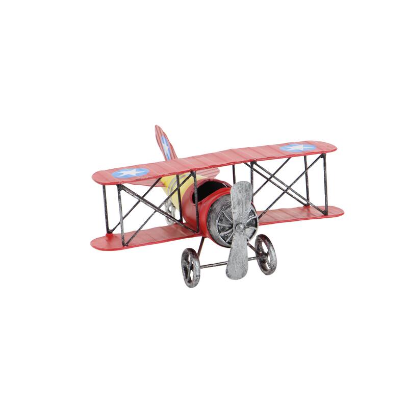 Metal Airplane Home Wall Decor - Red - Roche River Decor