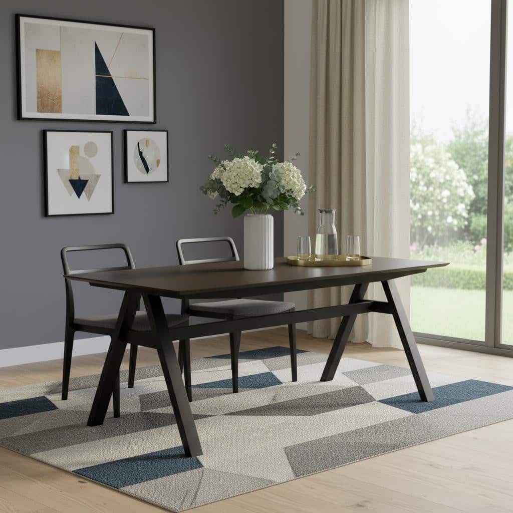 HomeRoots 71" Walnut Solid Wood Trestle Base Dining Table - 70.90 in. x 29.50 in. x 29.50 in.