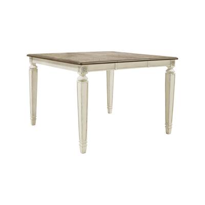 Signature Design by Ashley Realyn Square Dining Room Counter Extendable Table, Two-tone - 54W x 54 D x 36 H