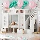 preview thumbnail 2 of 10, White Twin Size Bunk Bed with Changeable Table, can Convert into a Table with 2 Seats