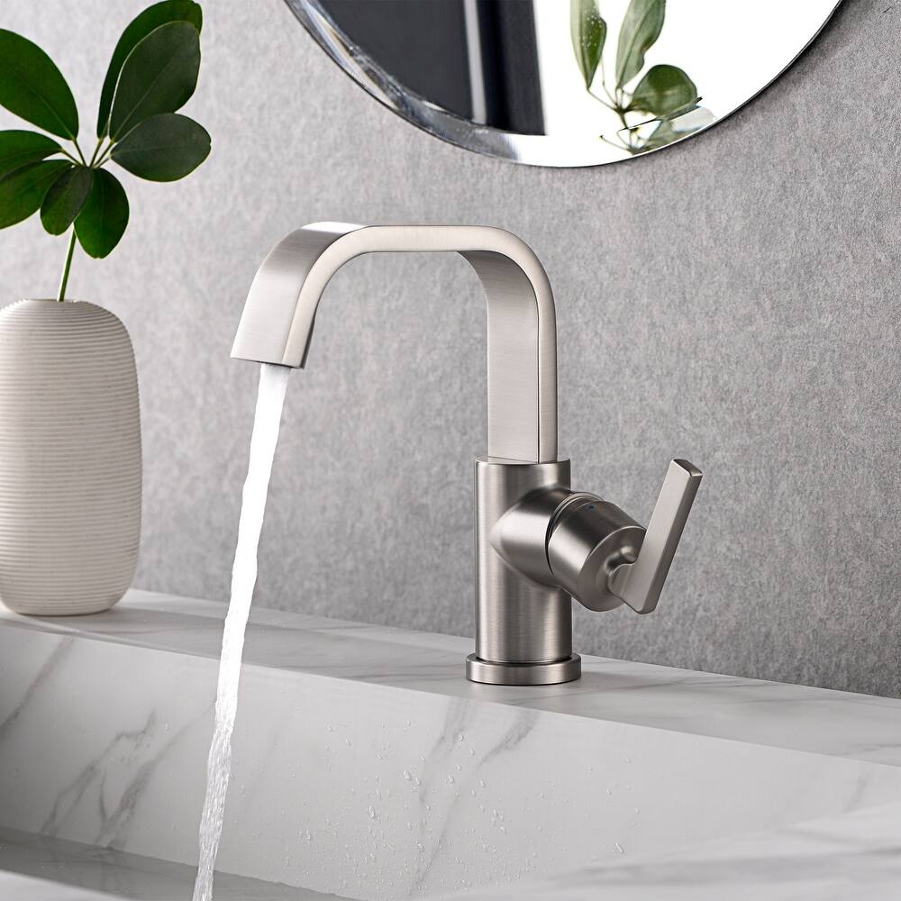 Luxier BSH14-S Single Handle Single Hole Bathroom Faucet with Drain