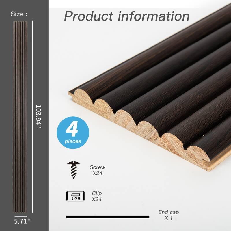 Art3d Wood Grain 3D Slat Wall Paneling,103.94"x5.71",4 Panels - 103.94"x5.71"