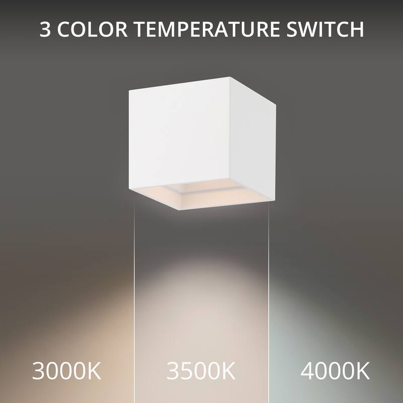 Kube 5in LED Outdoor Flush Mount 3-CCT 3000K-3500K-4000K Set to 3000K