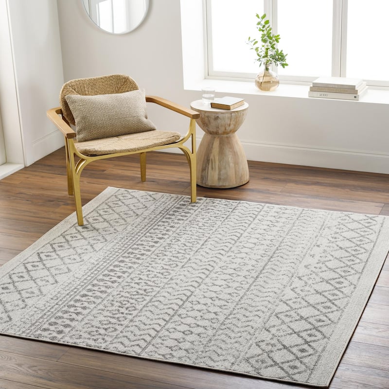 Livabliss Elaziz Moroccan Geometric Area Rug - Dark Grey - 7'10" x 7'10" Square