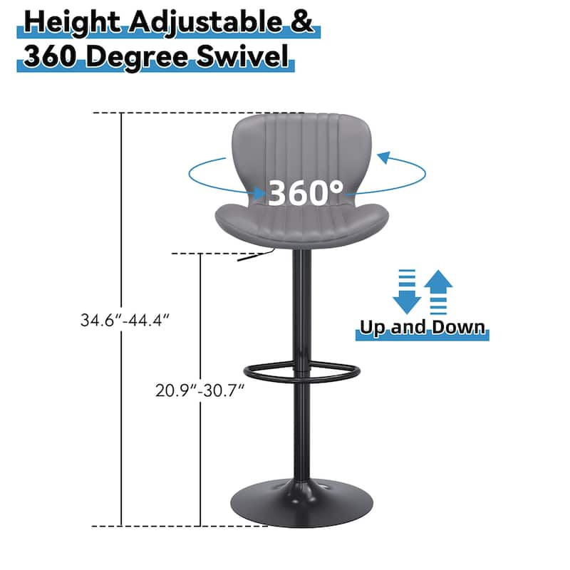 Scallop Bar Stool with 360° Swivel - Modern Kitchen & Home Bar Seating，Set of 2 - N/A