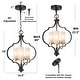 preview thumbnail 19 of 24, LALUZ Modern 3-Light Black Gold Chandelier Frosted Glass Kitchen Island Light