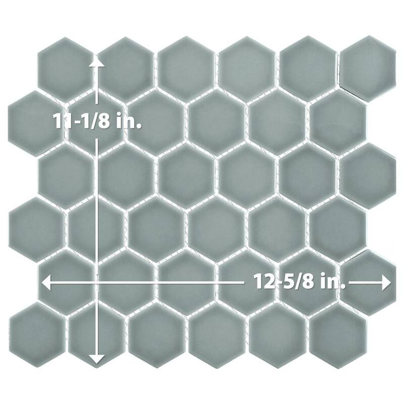 Merola Tile Tribeca 2" Hex Glossy Mist 11-1/8" x 12-5/8" Porcelain Floor and Wall Tile