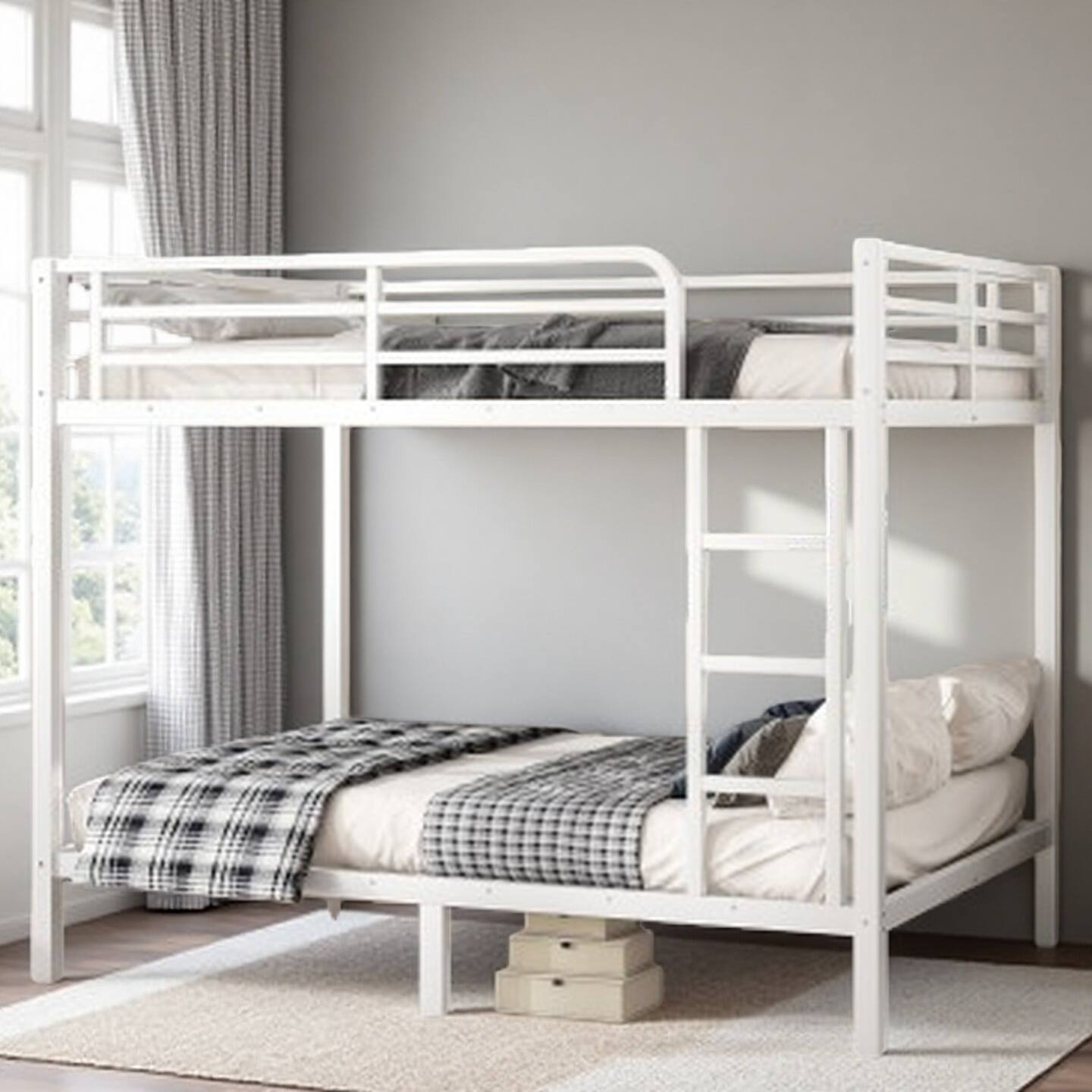 Twin XL over Twin XL Metal Bunk Bed with Sturdy Steel Frame, Noise-Free Design and Space-Saving Structure