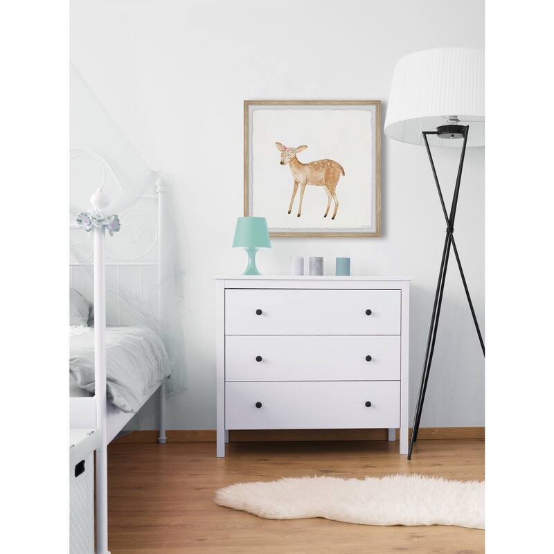 Floral Fawn Framed Wall Art, Floral Delight - A Blooming Accent for Your Living Space