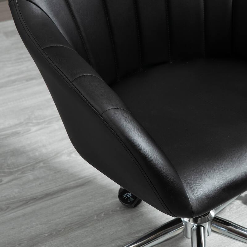 Vinsetto Mid Back Home Office Chair Computer Desk Chair with PU Leather, Adjustable Height, Swivel Wheels for Study, Bedroom