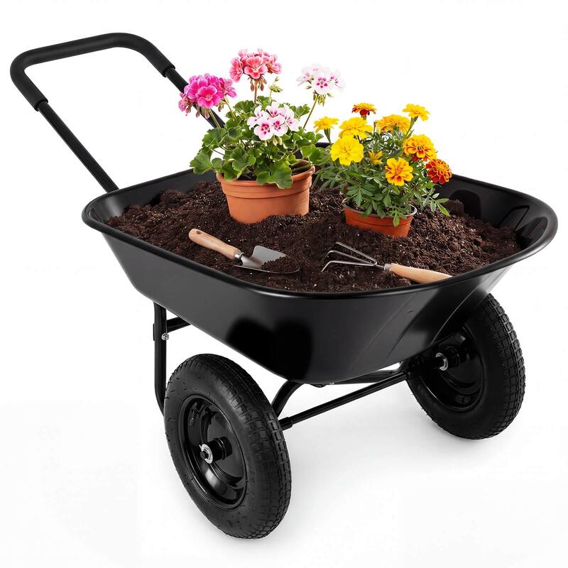 Costway 2 Tire Wheelbarrow Cart Heavy-duty Dolly Utility Cart