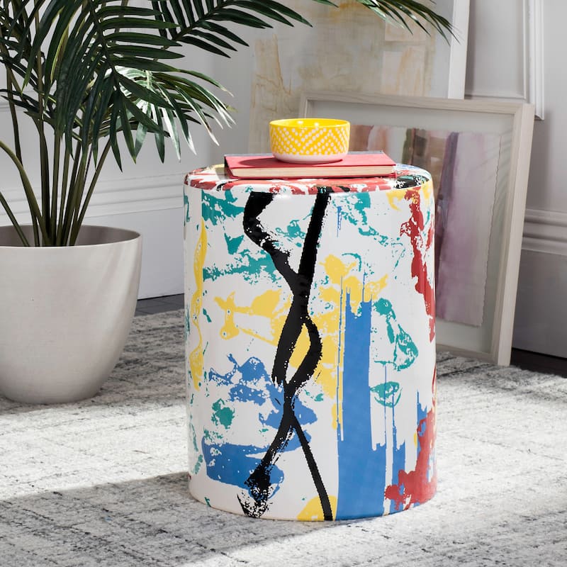 SAFAVIEH Margeret Modern Abstract Ceramic Decorative Garden Stool - Multi