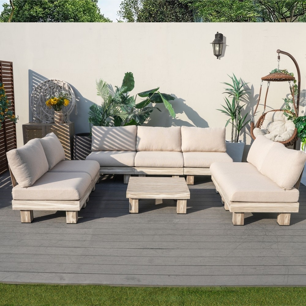 Patio Aluminum Outdoor Modular Sofa Set with Coffee Table（5 Sizes）