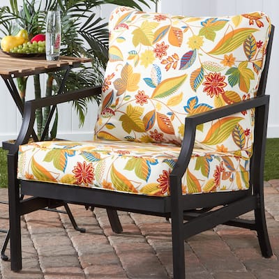 Esprit Floral Outdoor 24-inch x 24-inch Premium Deep Seat Cushion Set (Cushions Only)