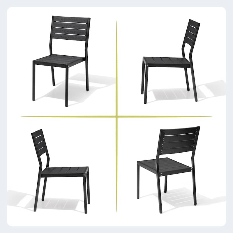 11 PCS Outdoor Patio Dining Aluminum Table with Stackable Chairs