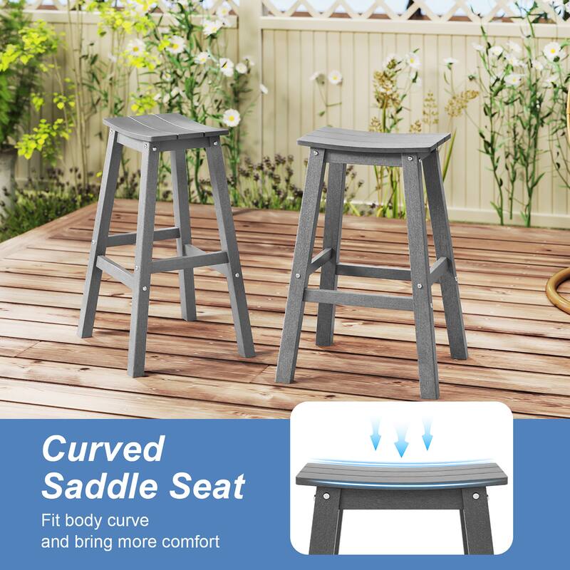 Gymax 29'' Patio Bar Stool Set of 2 w/ Curved Seat & Footrests for