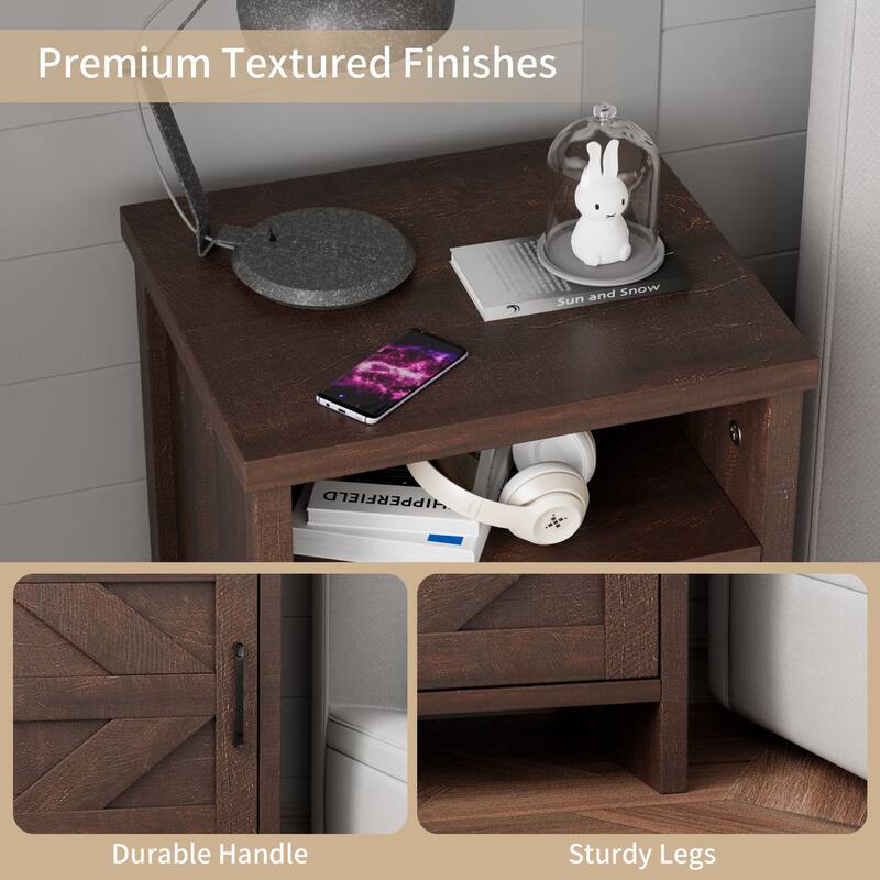 Furniwell Nightstand with Storage Shelves Side Table End Table for Bedroom Living Room