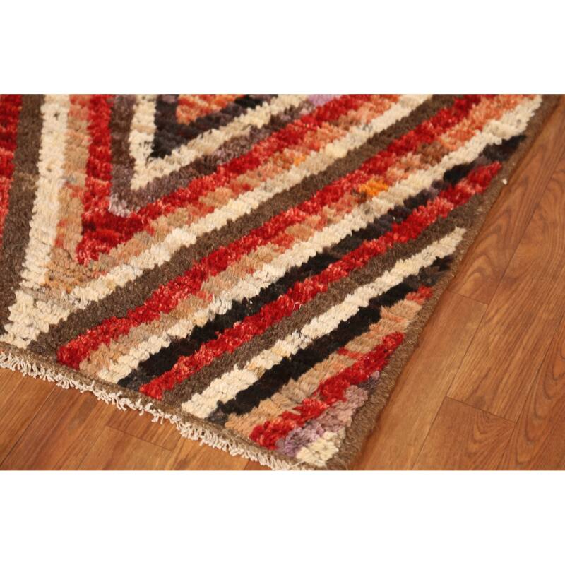 Chevron Style Multi-Color Moroccan Runner Rug Handmade Wool Carpet - 3'0" x 9'7"