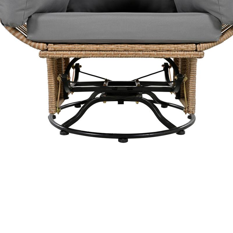 Outdoor Patio Rattan Swivel Egg Chair with Rocking Function