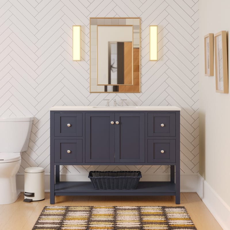 KitchenBathCollection Lakeshore 48" Bathroom Vanity with Engineered White Top