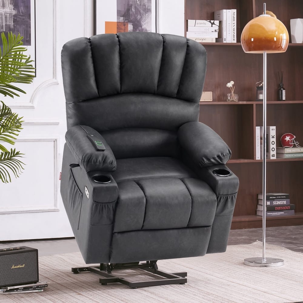 MCombo Power Lift Recliner Chair, Massage and Heat for Elderly, Extended Footrest,Cup Holders, USB Ports 7095