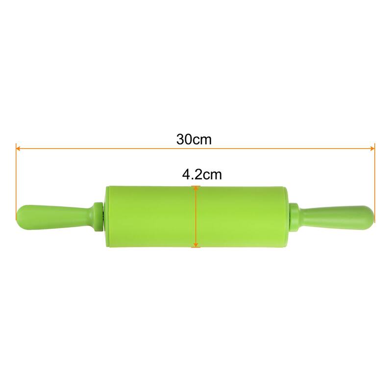 Silicone Rolling Pins for Baking 30cm x 4.2cm Roller Green - Green