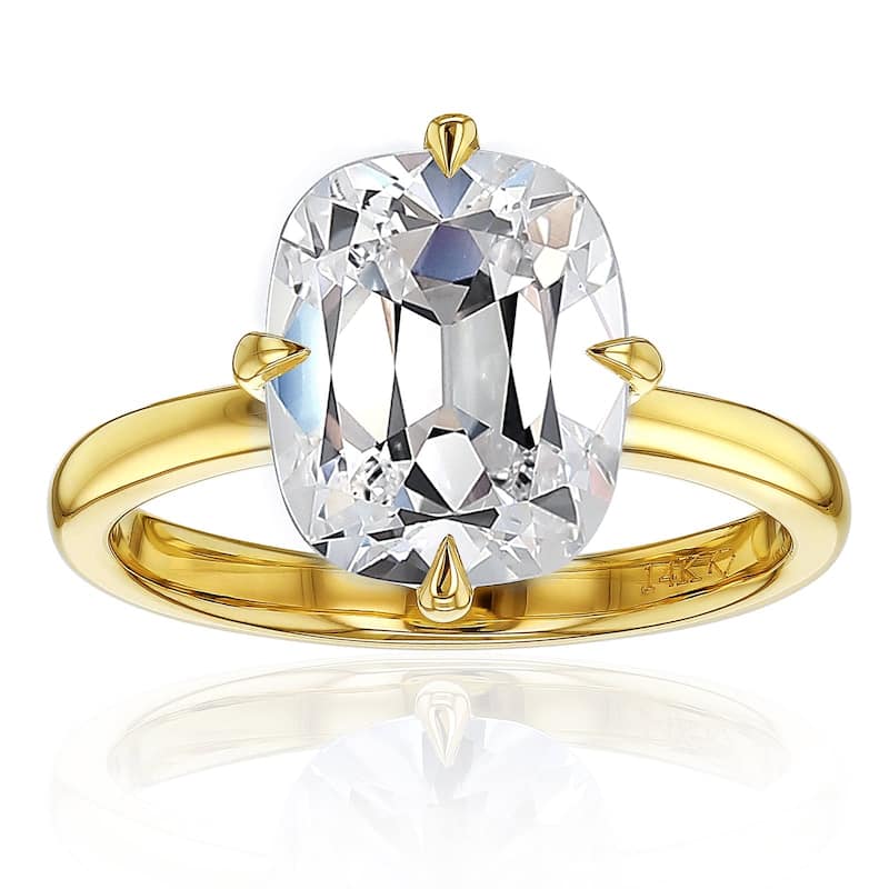 Kobelli 3 Carats Old Mine Lab Grown Diamond 14k Solid Gold Plain Band Candlelight Ring - Yellow - 11