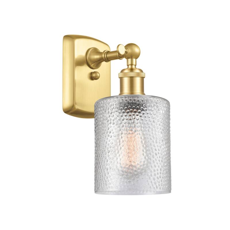 Innovations Lighting 516-1W-9-5 Cobbleskill Sconce Cobbleskill 9" Tall - Satin Gold / Clear