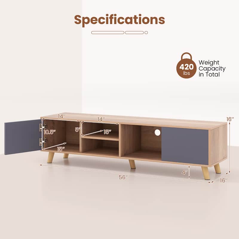 Gymax TV Stand for TVs up to 65'' Modern Rustic TV Cabinet w/ Open - See Details