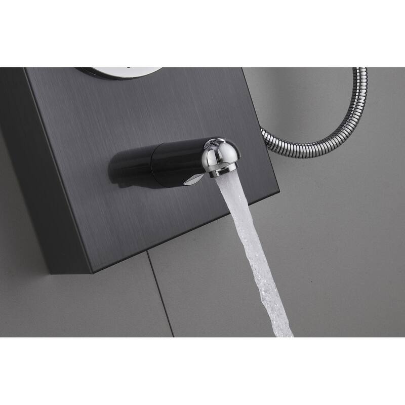 52 in. LED Shower Panel Tower System and Tub Spout in Brushed Black