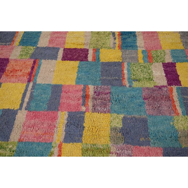 Colorful Plush Moroccan Oriental Area Rug Handmade Wool Carpet - 6'11" x 10'4"
