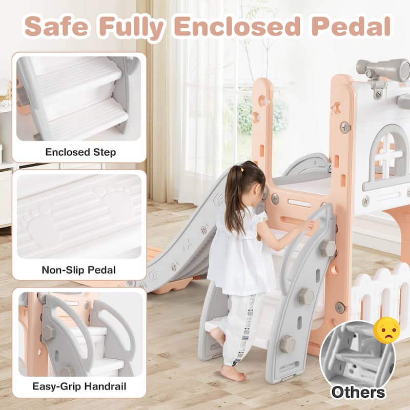 Costway 6 in 1 L-shaped Toddle Slide for Toddlers Age 1-3 Baby Slide