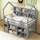 preview thumbnail 1 of 6, Grey Twin Size House Loft Bed with Multiple Storage Shelves Grey