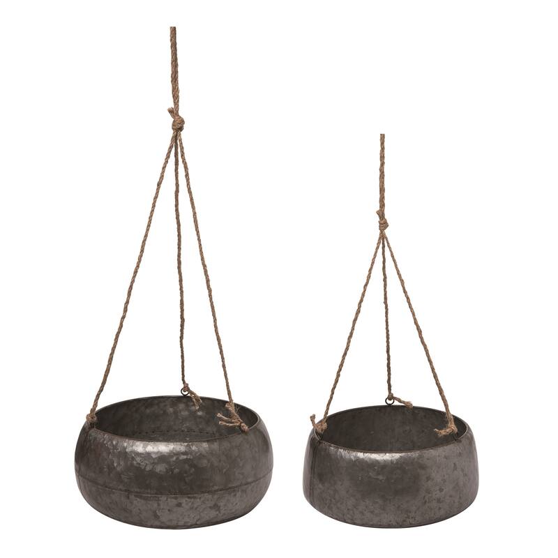 Transpac Metal 11.75" Silver Spring Hanging Planters Set of 2