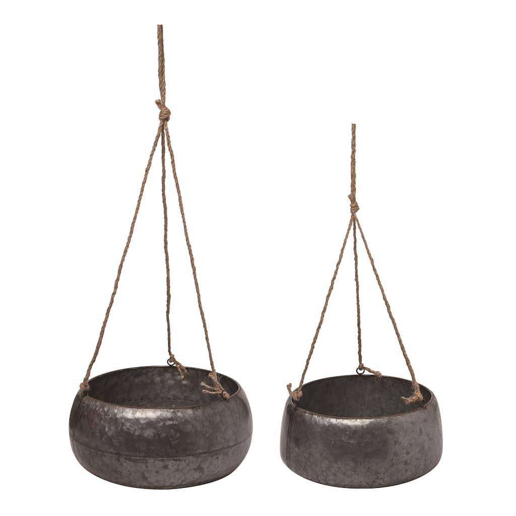 Transpac Metal 11.75" Silver Spring Hanging Planters Set of 2